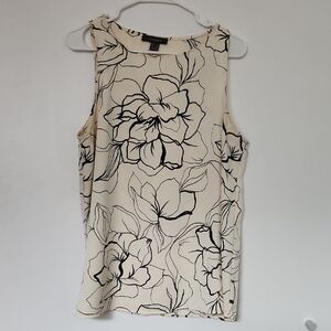 Primark Floral Sleeveless Blouse - Cream and Black